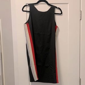 NEW VICI Black Shift dress with Red stripe panel